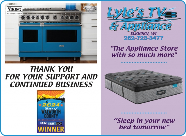 The Appliance Store with So Much More, Lyle's TV & Appliance, Elkhorn, WI