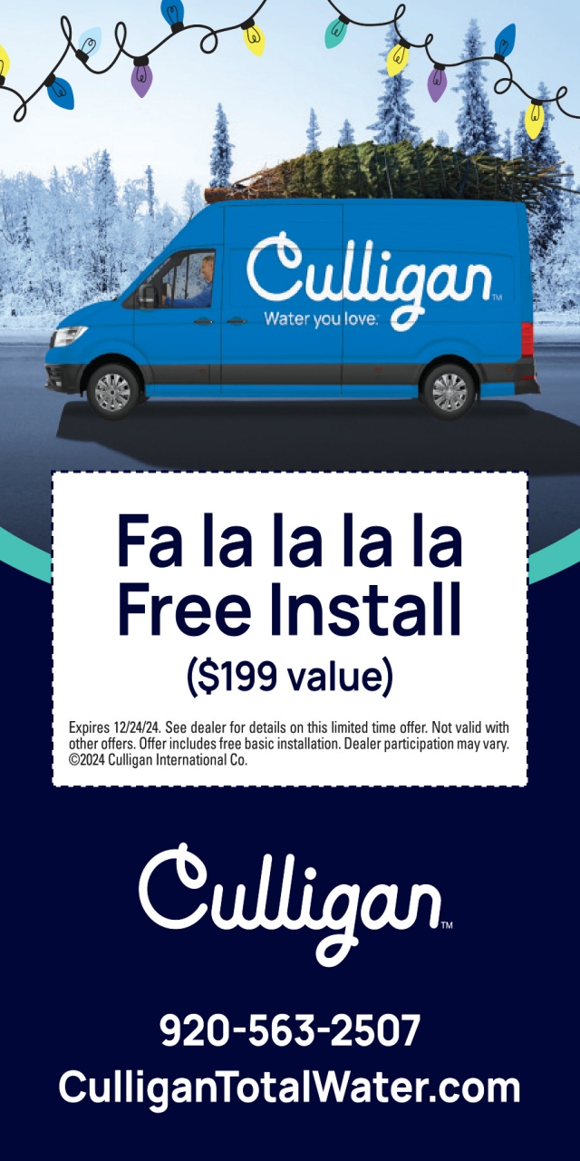 Fa la la la la FREE Install, Culligan Water of Lake Mills, Lake Mills, WI