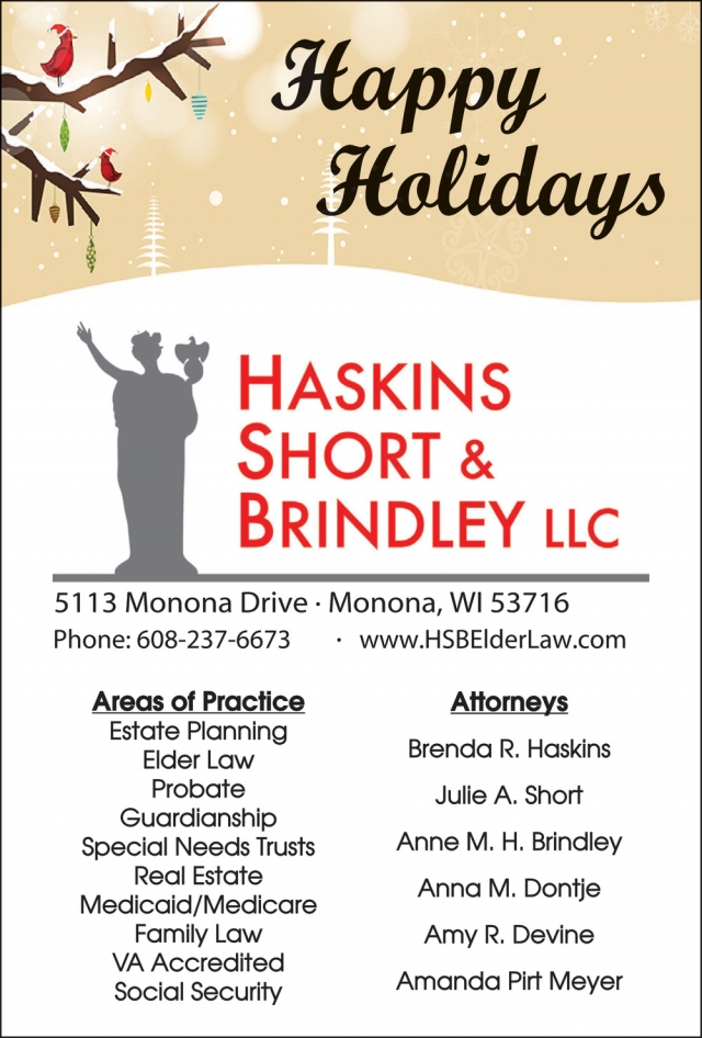 Happy Holidays, Haskins Short & Brindley, LLC, Madison, WI