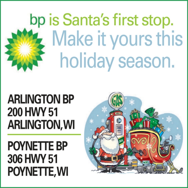 BP is Santa's First Stop., Arlington BP & Poynette BP, Arlington, WI