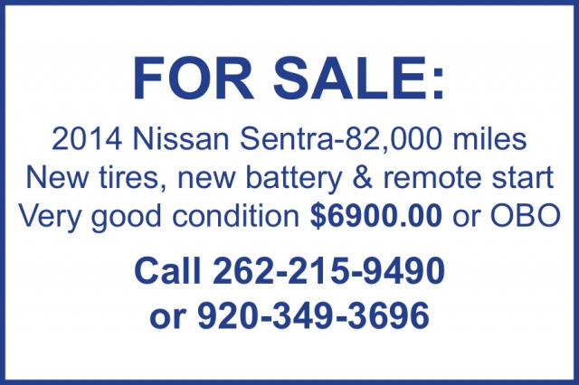 2014 Nissan Sentra, 262-215-9490 / 920-349-3696