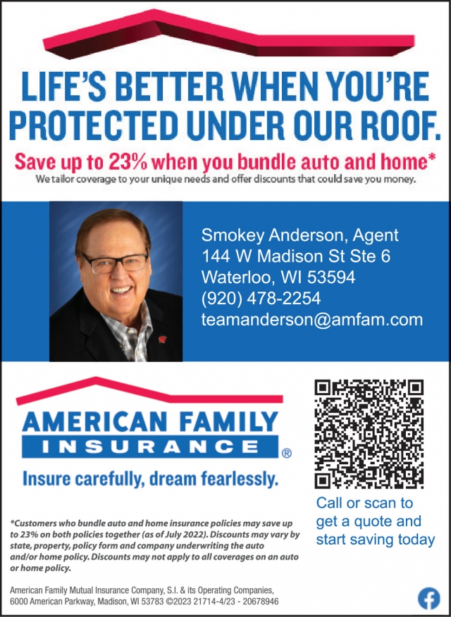 Congratulations, American Family Insurance - Smokey Anderson, Sun Prairie, WI