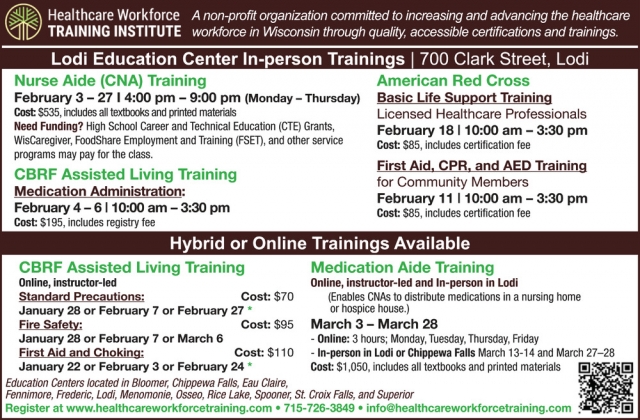 Lodi Education Center In-Person Trainings, Healthcare Workforce Training Institute