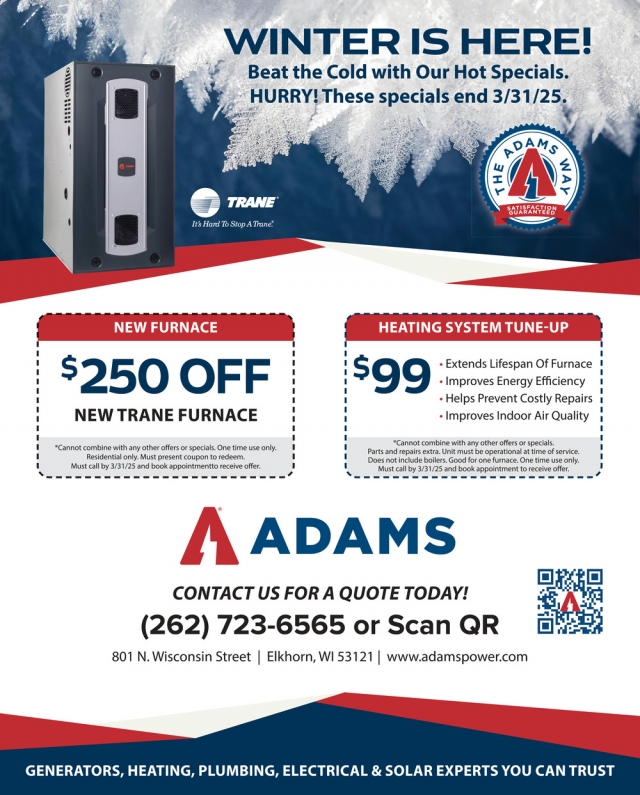 New Trane Furnace, Adams Heating & Cooling, Elkhorn, WI