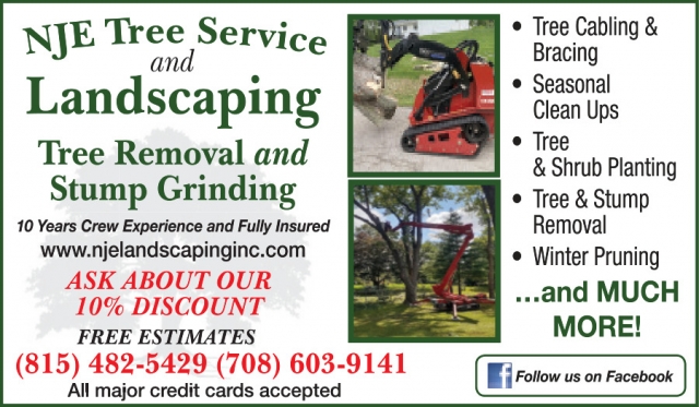 Landscaping Tree Removal And Stump Grinding, NJE Tree Service, Harvard, IL