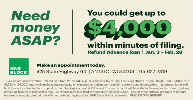 Need Money ASAP?, H&R Block - Antigo