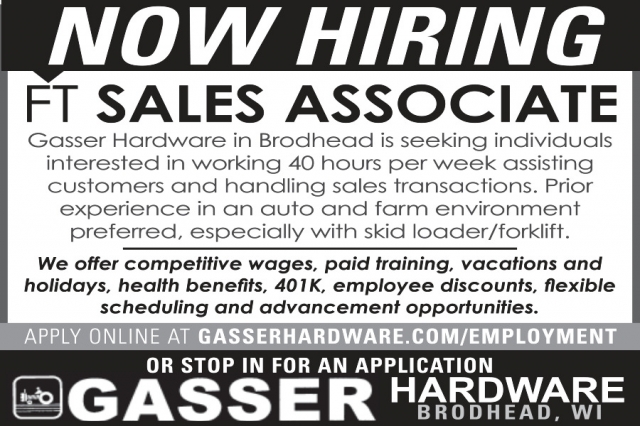 Sales Associate, Gasser Hardware