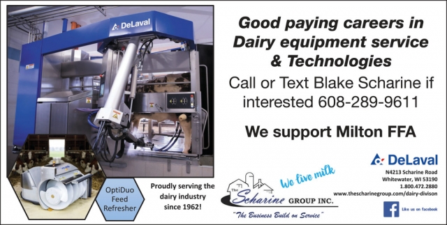 Good Paying Careers in Dairy Equipment Service, Scharine Group Inc, Whitewater, WI