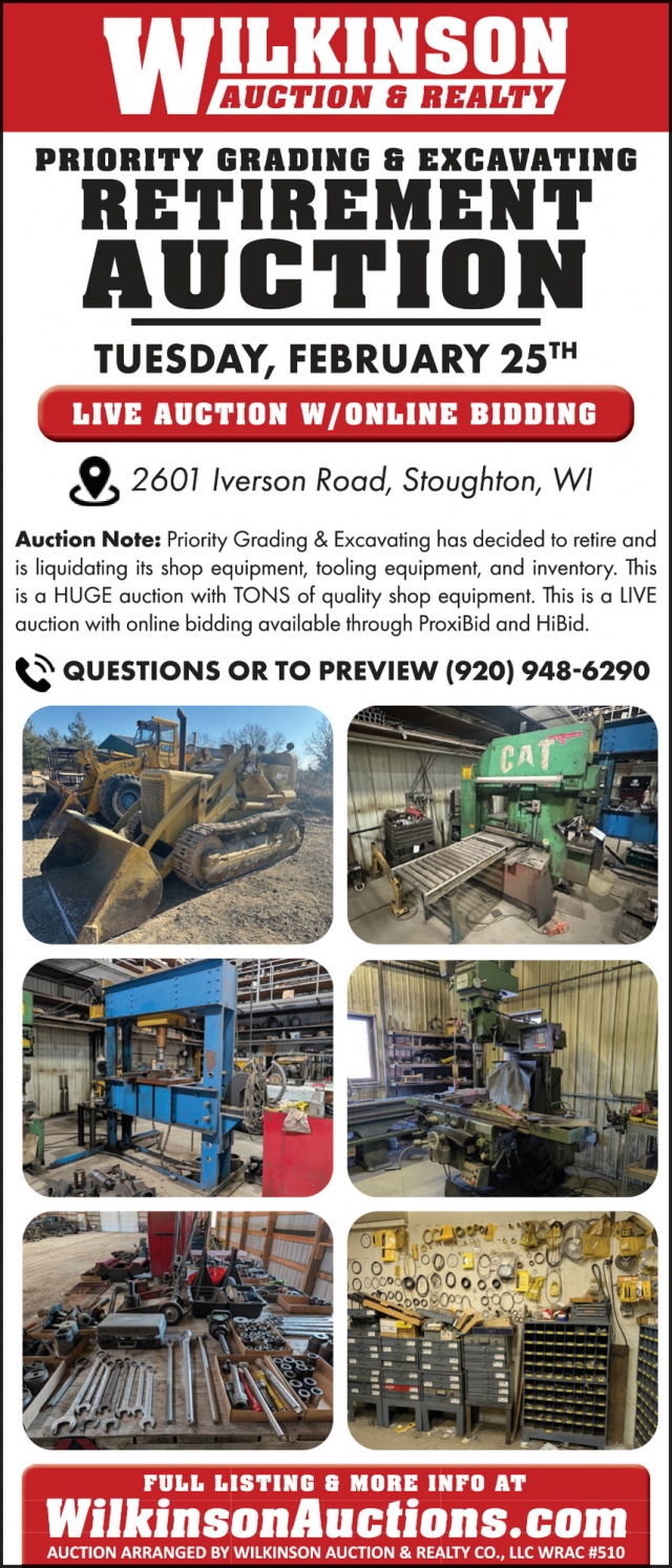 Retirement Auction, Wilkinson Auctions, Muscoda, WI