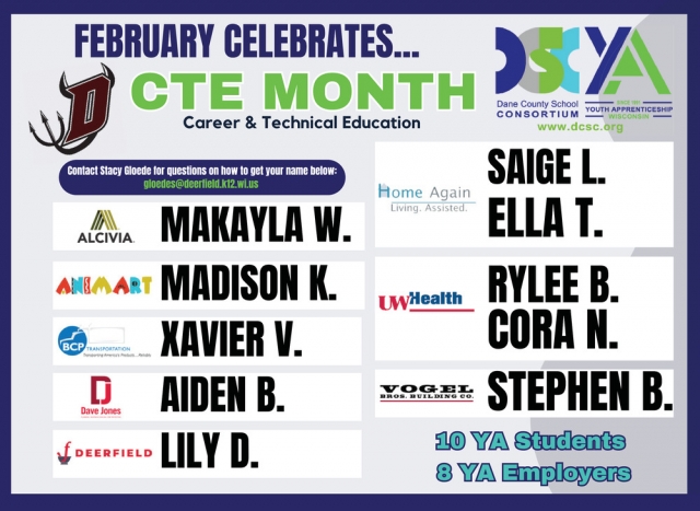 February Celebrates... CTE Month, Dane County School Consortium, Mcfarland, WI