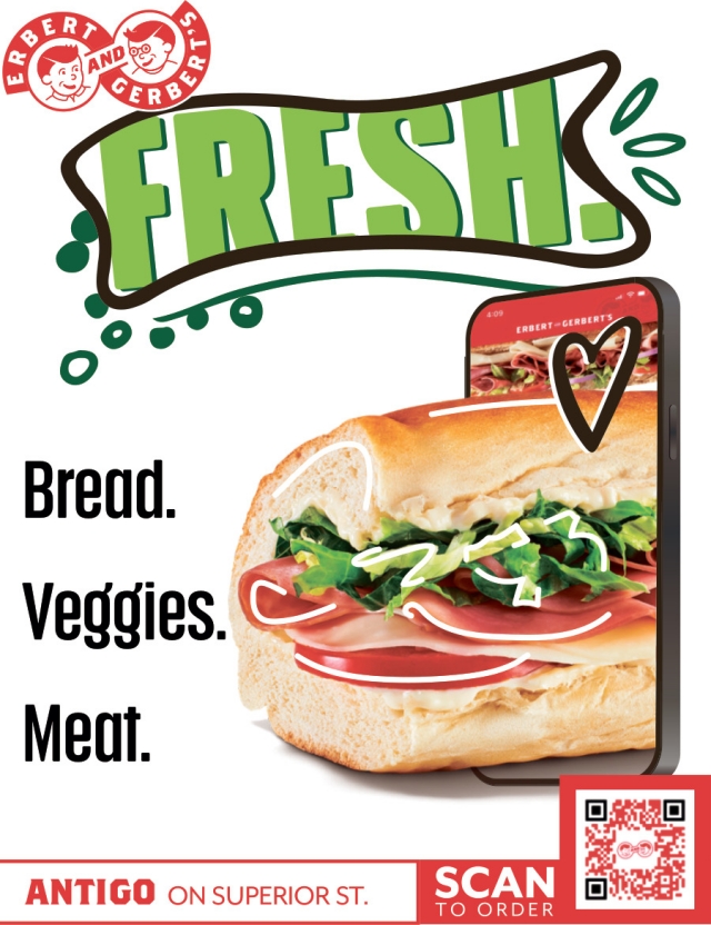 Bread. Veggies. Meat., Erbert and Gerbert's Sandwich Shop - Antigo, Antigo, WI