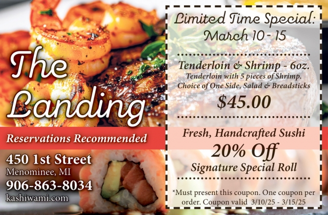 Fresh, Handcrafted Sushi, The Landing Restaurant, Menominee, MI