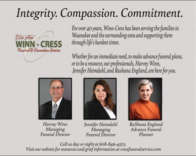 Integrity. Compassion. Commitment., Winn - Cress Funeral & Cremation Services