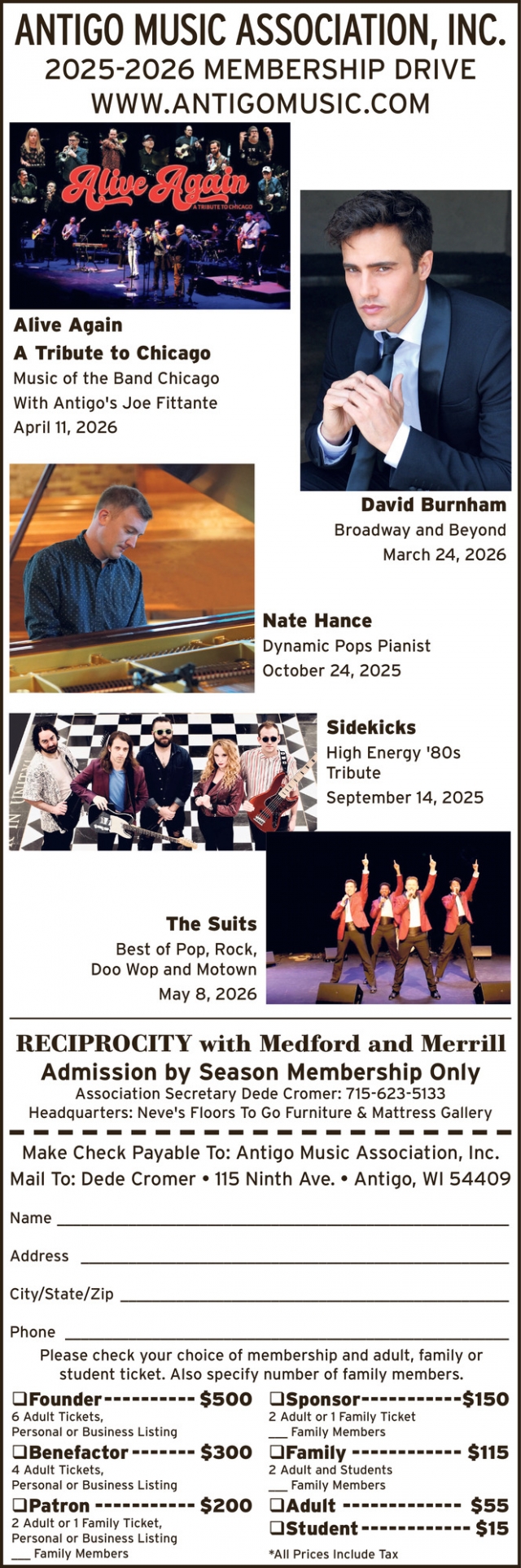 Alive Again a Tribute to Chicago, Antigo Music Association, Inc.