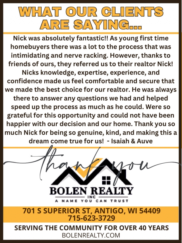 Real Estate Services, Bolen Realty, Antigo, WI