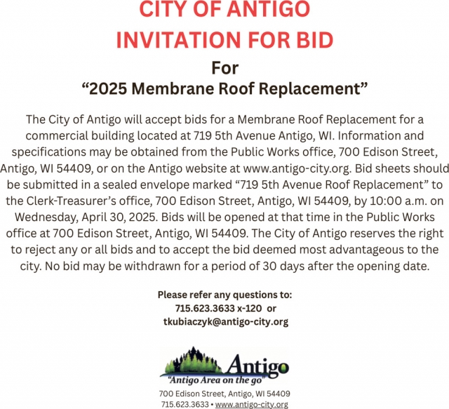 Invitation for Bid, City of Antigo, Antigo, WI
