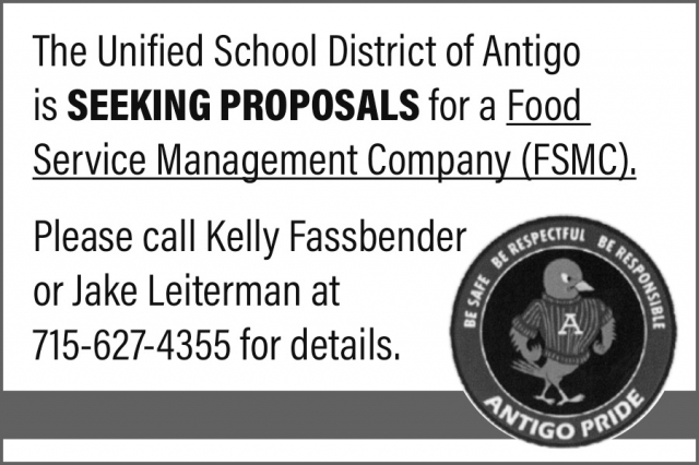 Seeking Proposals, Unified School District of Antigo, Antigo, WI