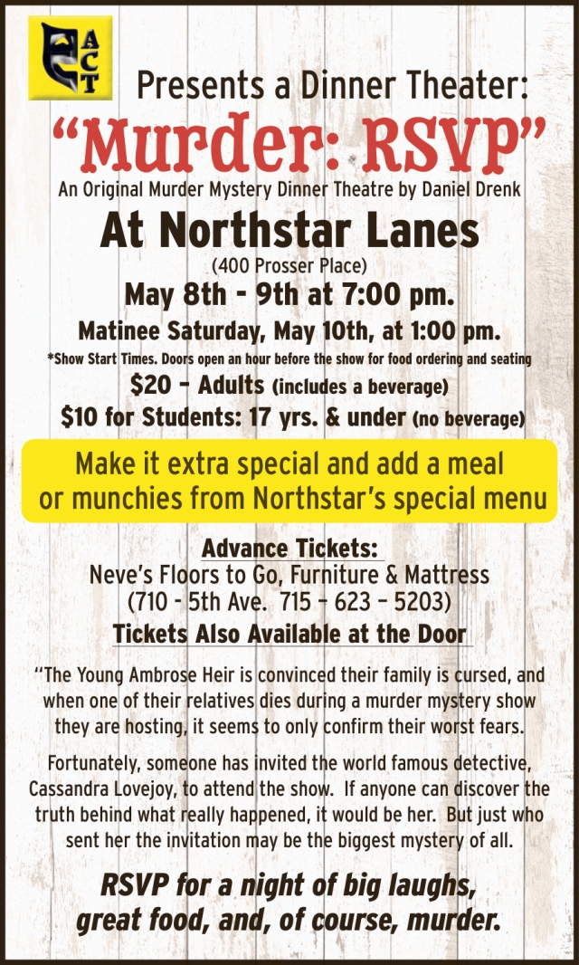 Dinner Theater, Murder: RSVP (May 8 & 9, 2025)