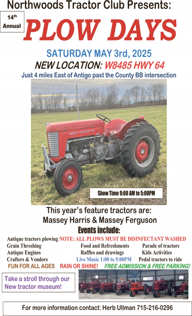 Plow Days, Northwoods Tractor Club Old Time Plow Day (May 3, 2025), Deerbrook, WI