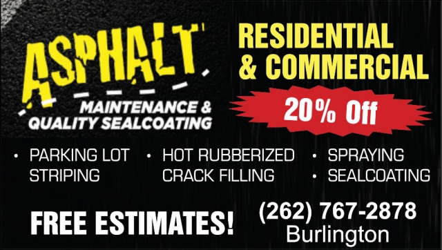Parking Lot Striping, Asphalt Maintenance & Quality Sealcoat Co, Burlington, WI