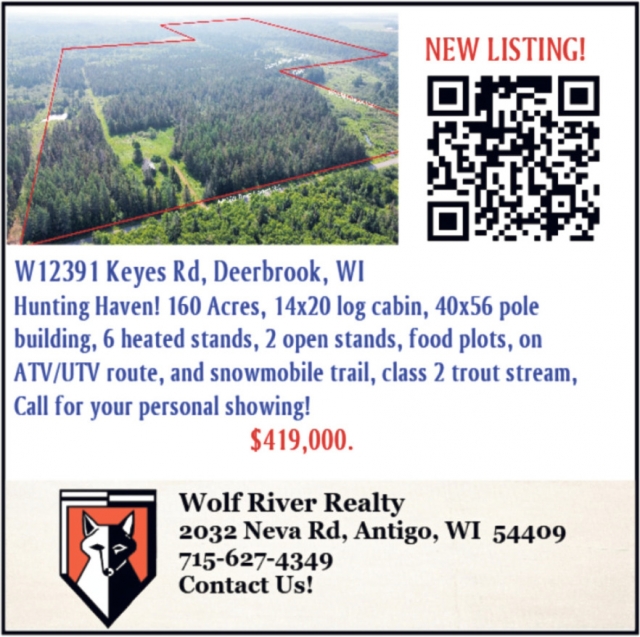 New Listing, Wolf River Realty, Antigo, WI