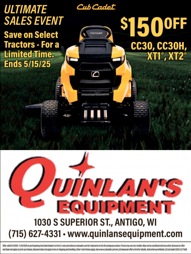Ultimate Sales Event, Quinlan's Equipment, Inc., Antigo, WI