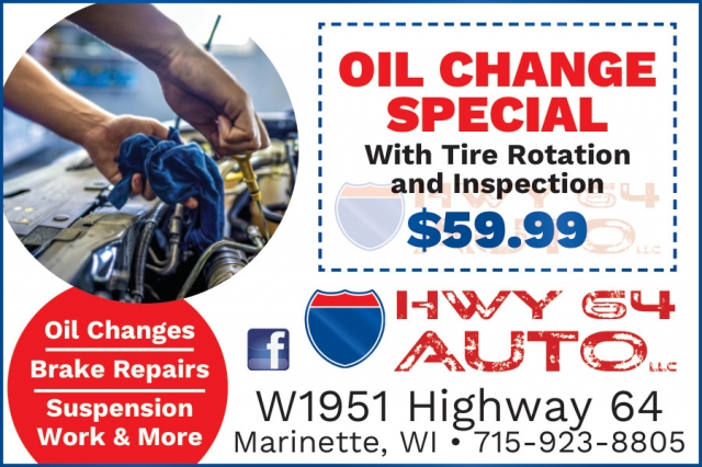 Oil Changes, Hwy 64 Auto LLC, Marinette, WI