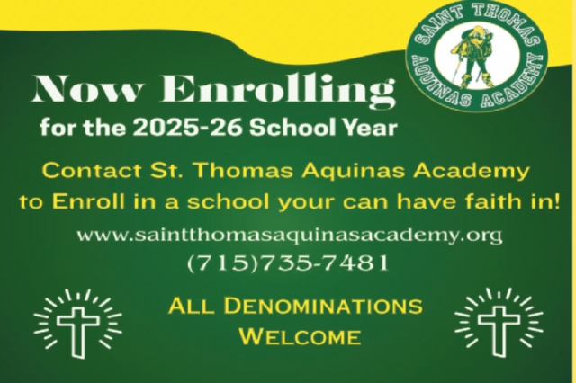 Now Enrolling for The 2025-26 School Year, Saint Thomas Aquinas Academy, Marinette, WI