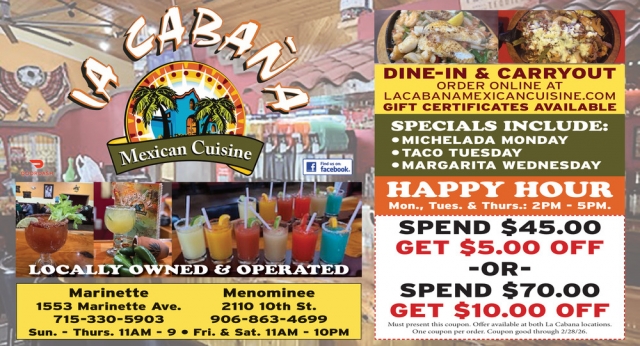 Mexican Cuisine, La Cabaña Mexican Bar and Grill, Fort Atkinson, WI