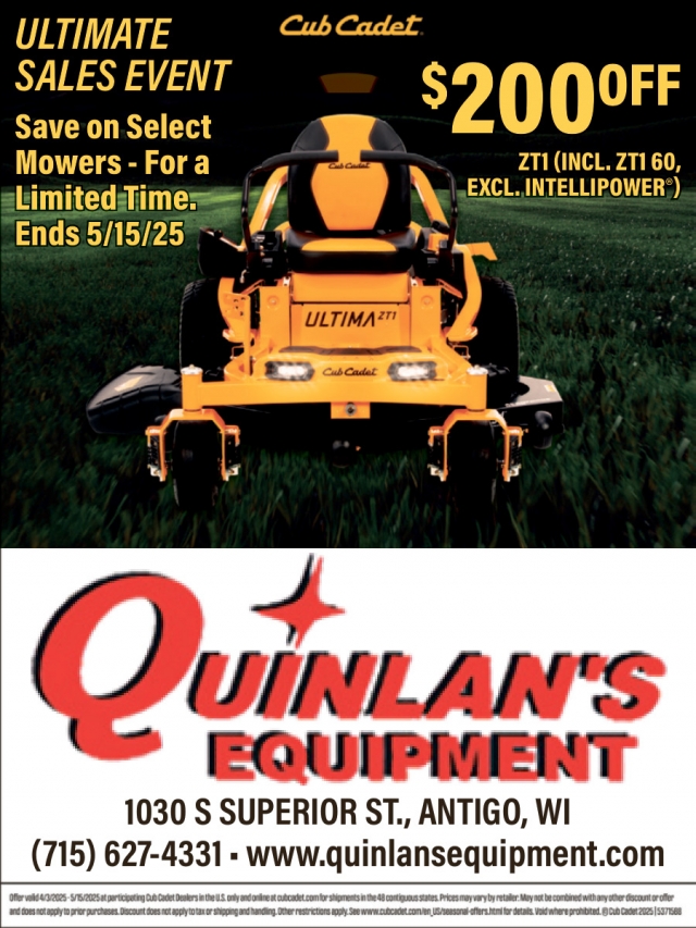 Ultimate Sales Event, Quinlan's Equipment, Inc., Antigo, WI