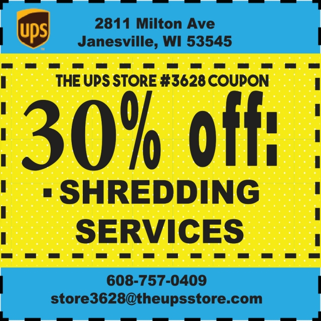 30% OFF Shredding Services, The UPS Store - Janesville