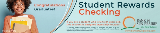 Student Rewards Checking, Bank of Sun Prairie, Cottage Grove, WI