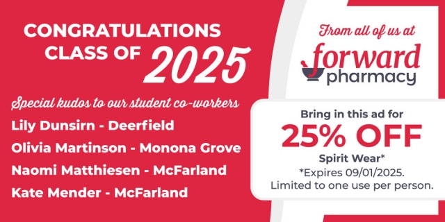 Congratulations Class of 2025, Forward Pharmacy, Cambridge, WI