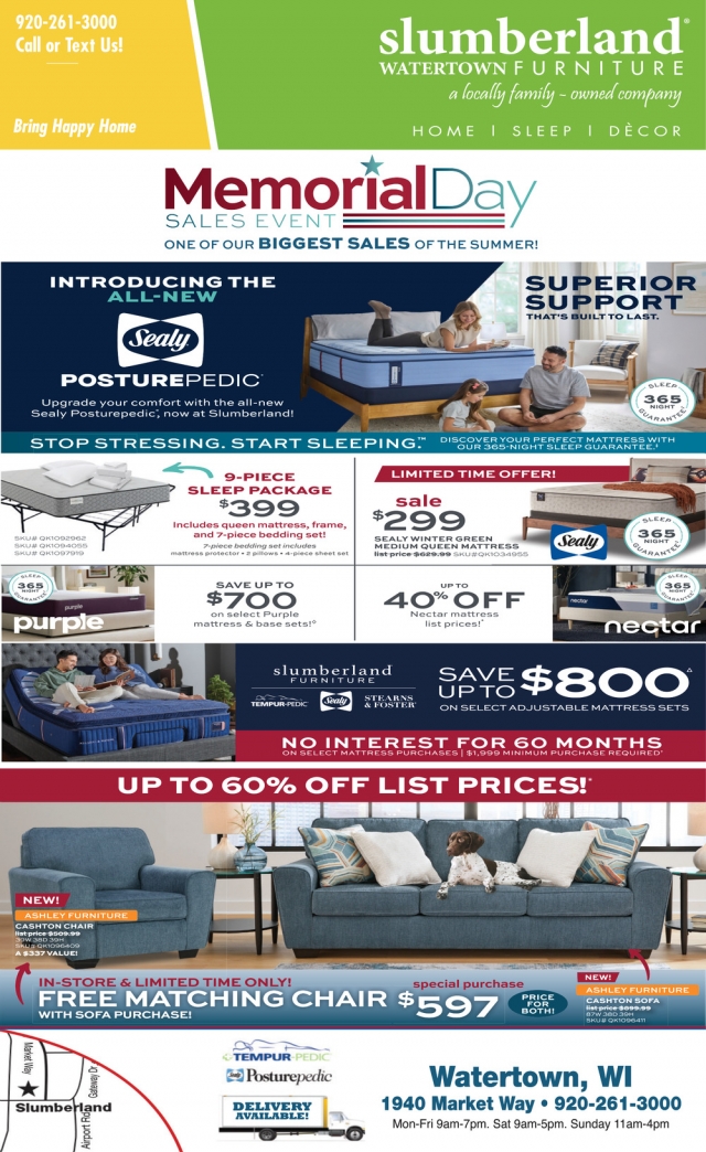 Memorial Day Sales Event, Slumberland Furniture - Watertown, Watertown, WI