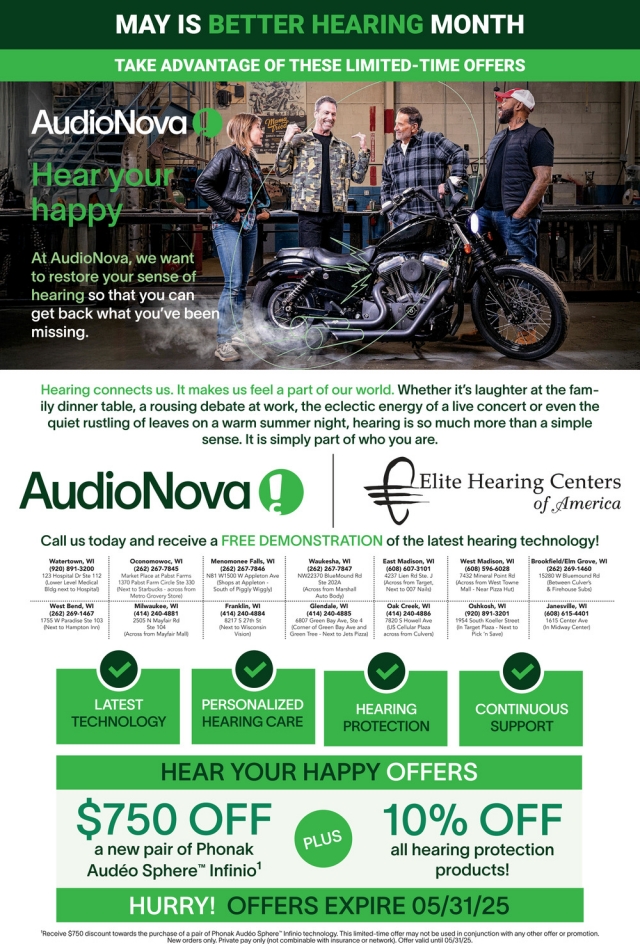 May Is Better Hearing Month, Elite Hearing Centers of America, Waukesha, WI