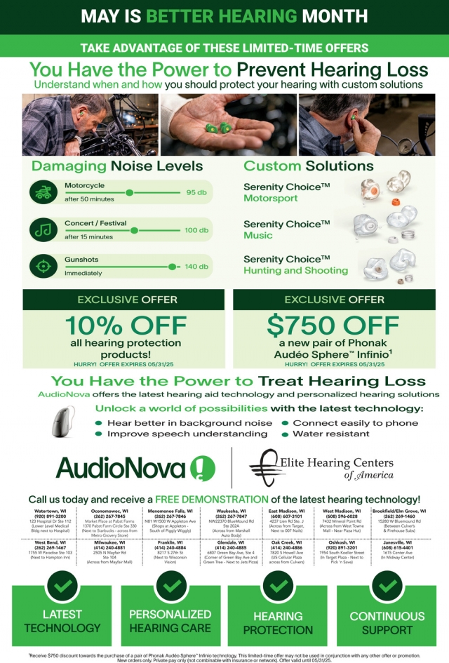 May Is Better Hearing Month, Elite Hearing Centers of America, Waukesha, WI