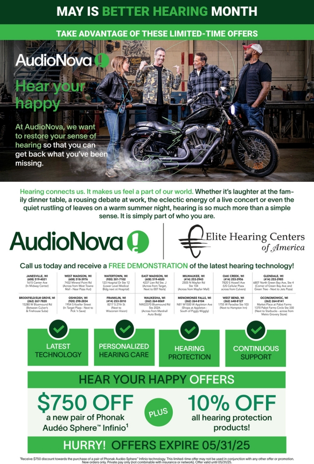 May Is Better Hearing Month, Elite Hearing Centers of America, Waukesha, WI