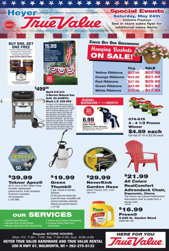 Hanging Baskets On Sale!, Heyer True Value & Rental, Walworth, WI