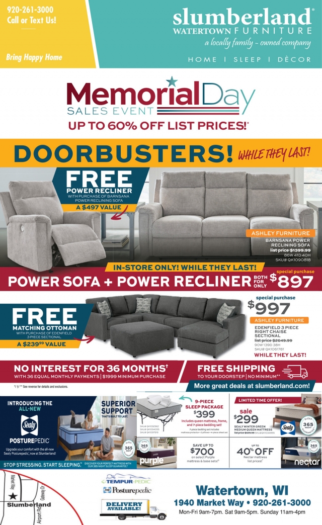 Memorial Day Sales Event, Slumberland Furniture - Watertown, Watertown, WI