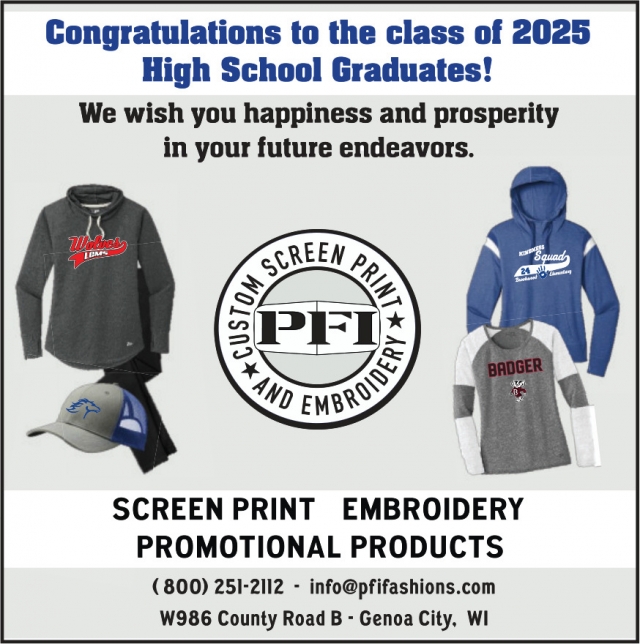 Promotional Products, PFI Fashions, Genoa City, WI