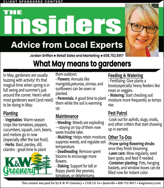 Advice from Local Experts, K&W Greenery, Janesville, WI