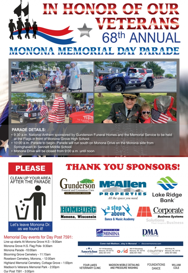 In Honor Of Our Veterans, Monona Memorial Day Parade, Madison, WI