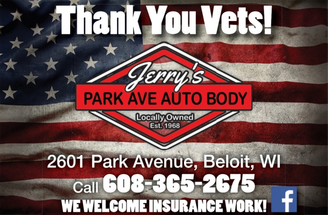 Thank You Vets!, Jerry's Park Ave Auto Body, Beloit, WI