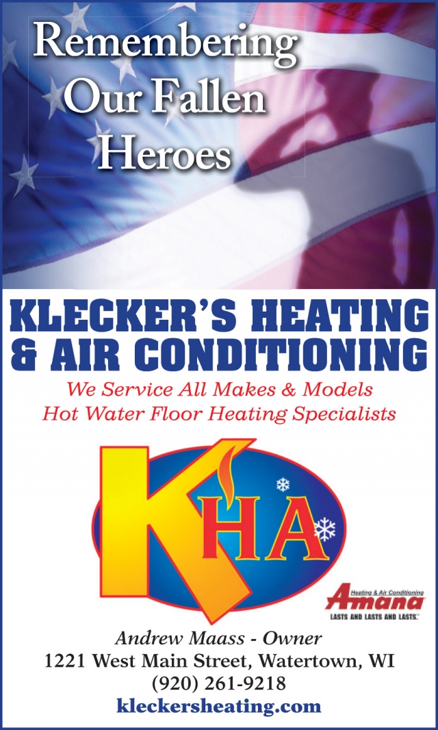 Remembering Our Fallen Heroes, Klecker's Heating & Air Conditioning, Watertown, WI