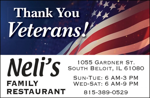 Thank You Veterans!, Neil's Family Restaurant, South Beloit, IL