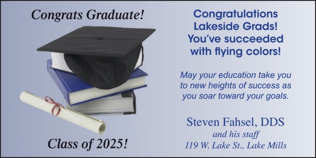 Congrats Graduate!, Steven Fahsel, DDS, Lake Mills, WI