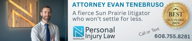 Attorney Evan Tenebruso, Nowlan Law LLP, Janesville, WI