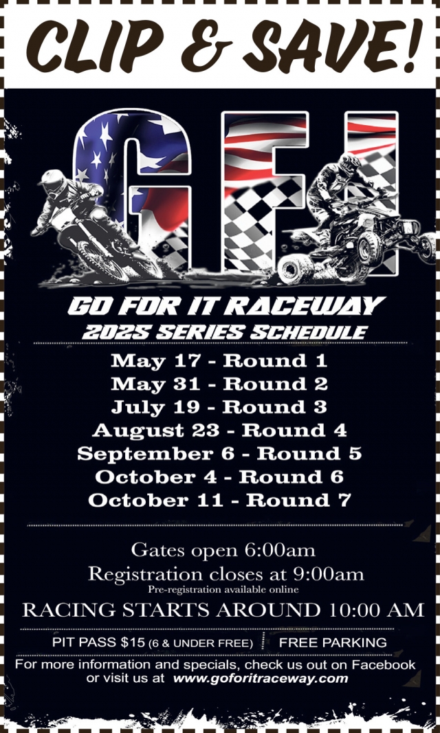 2025 Series Schedule, Go For It Raceway, Cross Plains, WI