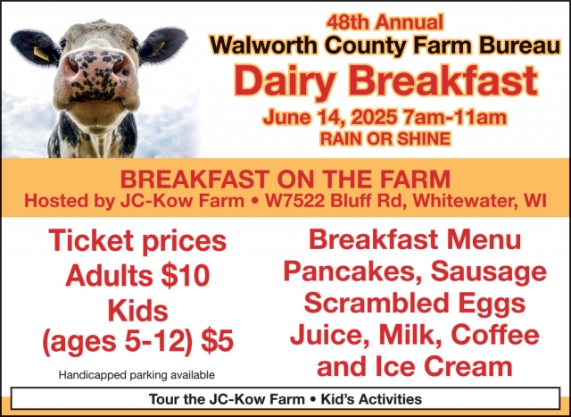 Breakfast Menu, 48th Annual Walworth County Farm Bureau Dairy Breakfast