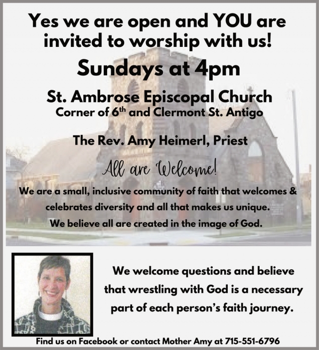 Worship with Us!, St. Ambrose Episcopal Church, Antigo, WI